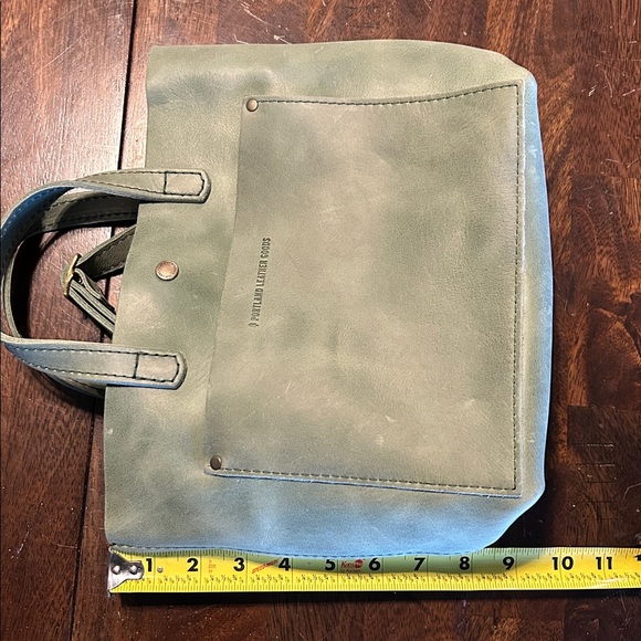 Portland Leather Goods Sage Green  Mini Crossbody Tote Snap Tumbled Leather - Picture 5 of 10